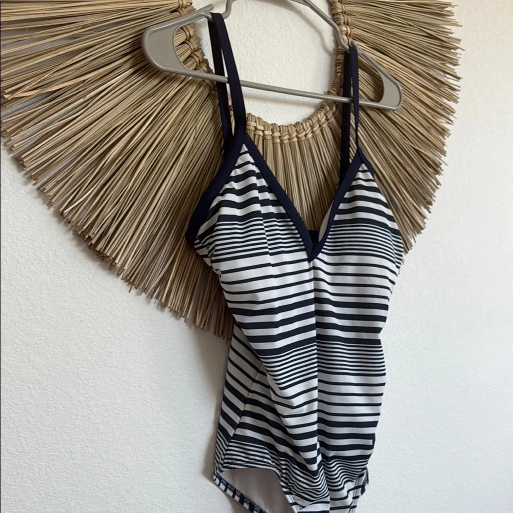 Nautica Black and White Halter One Piece Swimsuit
